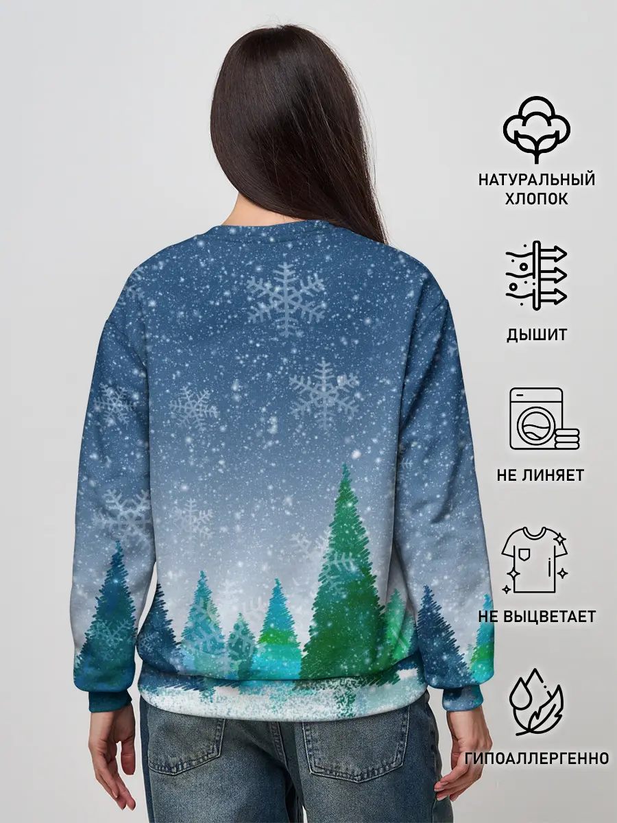 Женский свитшот / Снежинки в лесу
