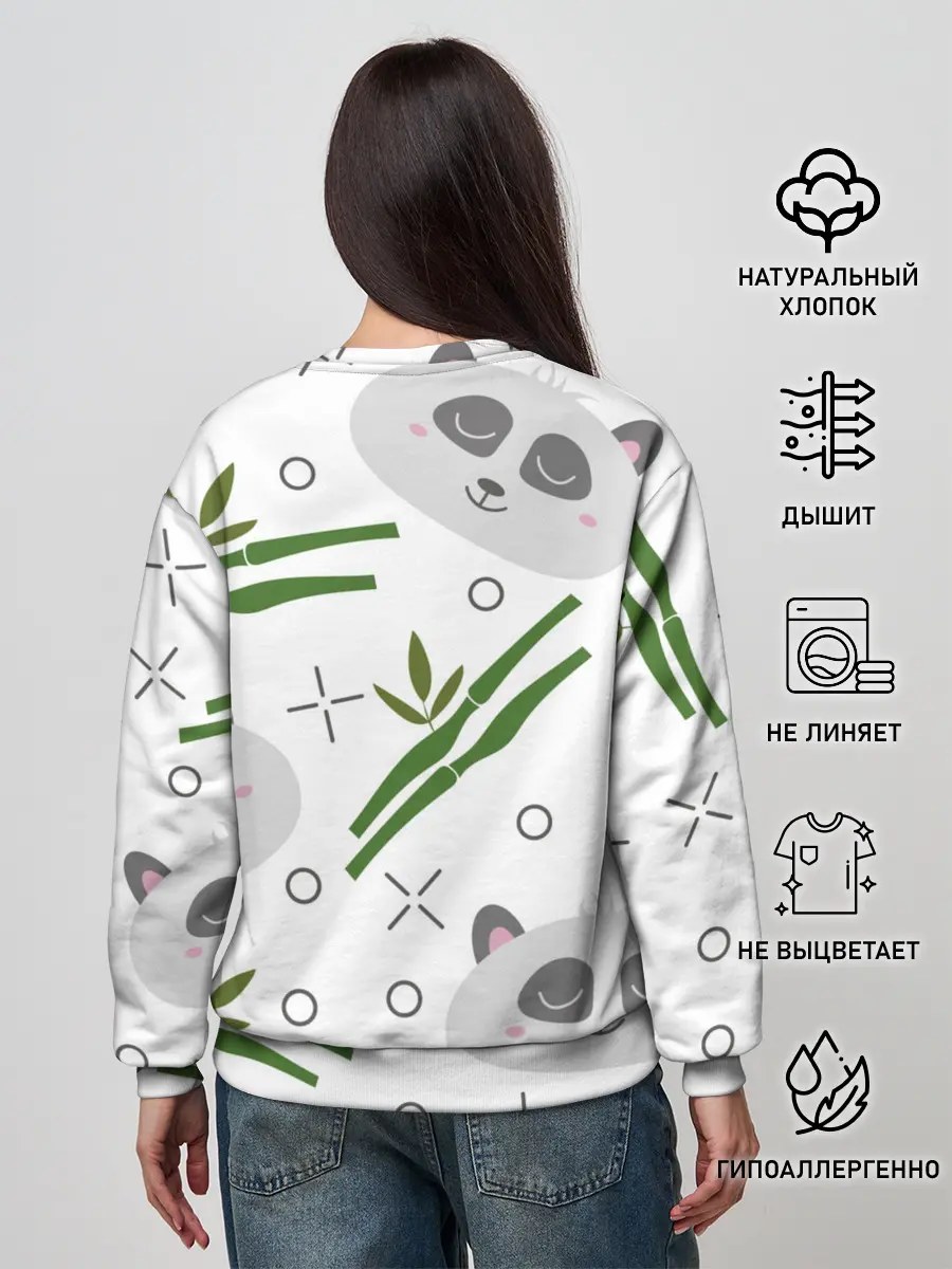 Женский свитшот / Панда с бамбуком