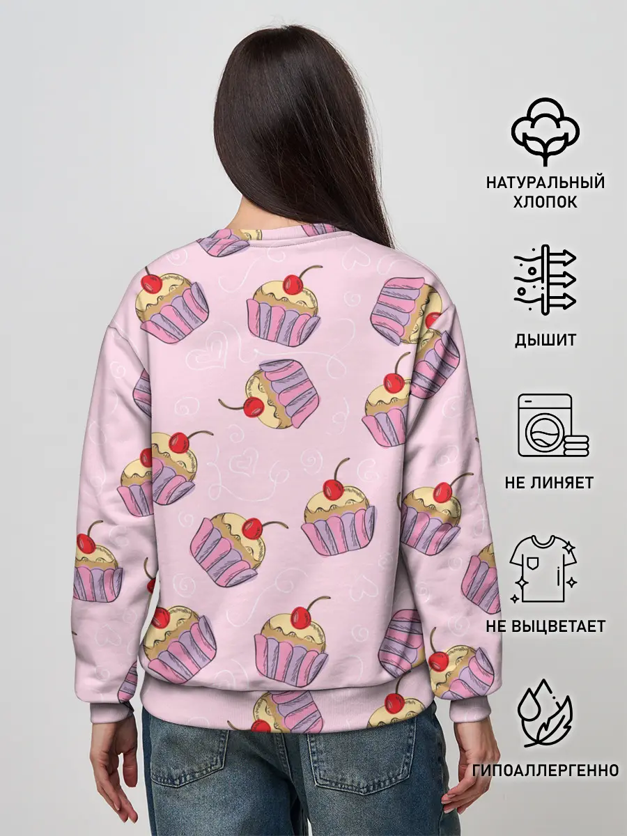 Женский свитшот / Капкейки на розовом