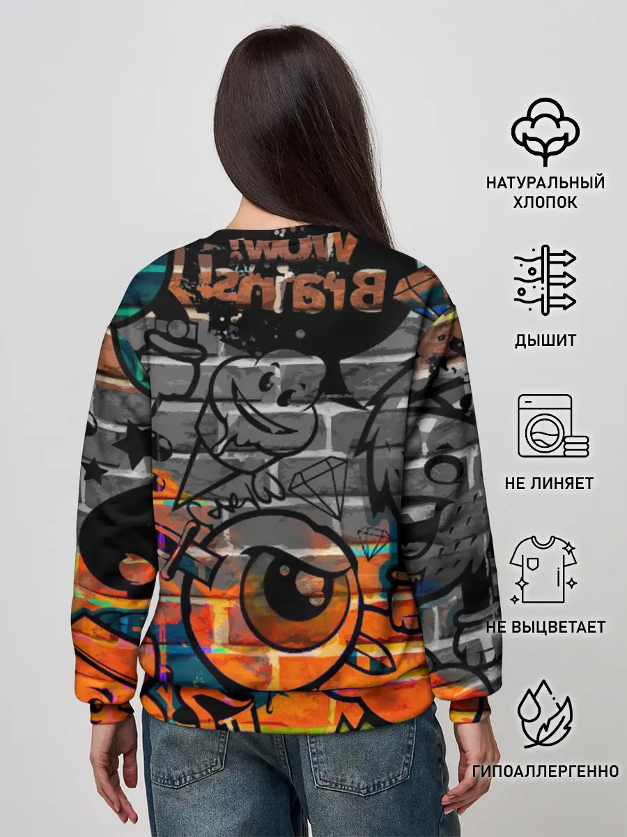 Женский свитшот / Anime Girl with Graffiti