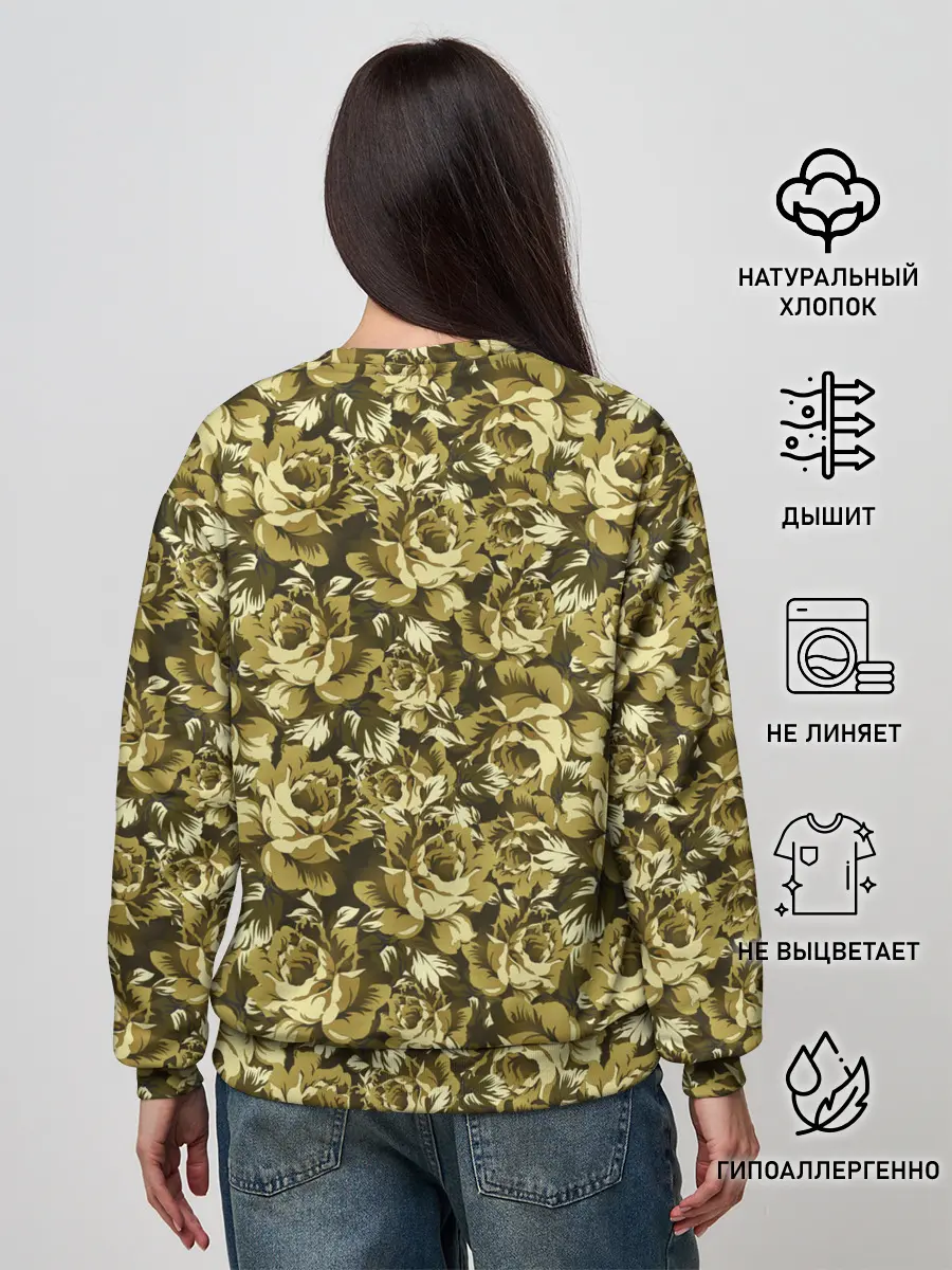 Женский свитшот / Золотой камуфляж из роз