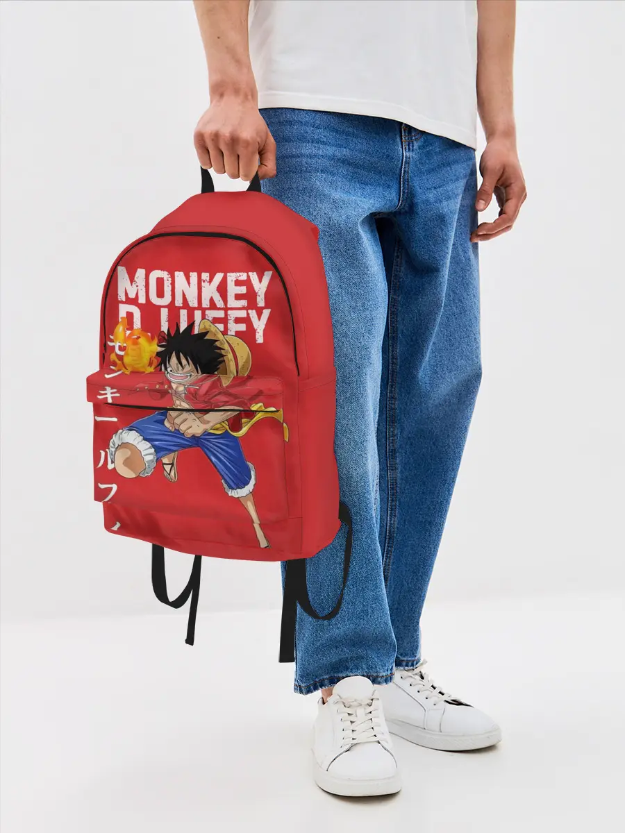 Рюкзак джинсовый / Monkey D. Luffy на красном