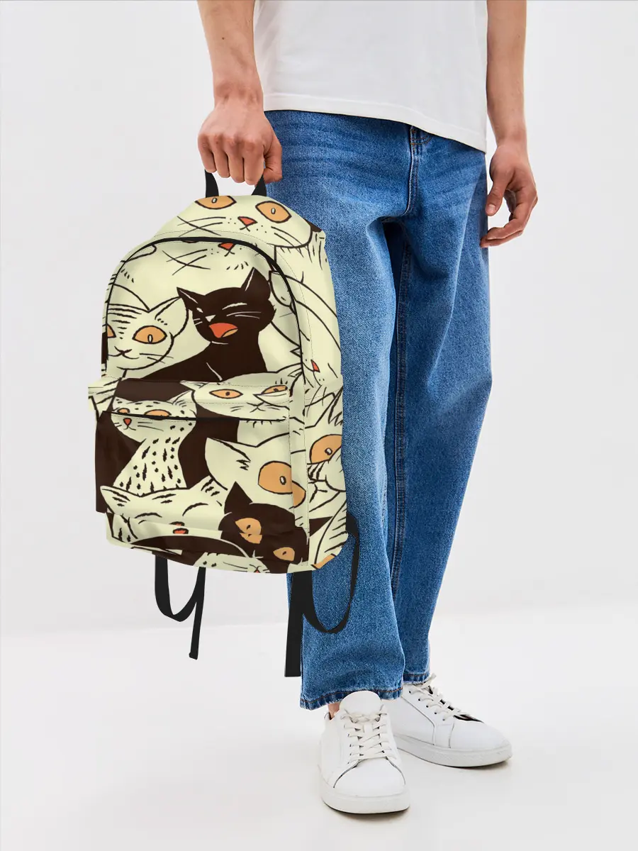 Рюкзак джинсовый / КОТЯТА ПАТТЕРН
