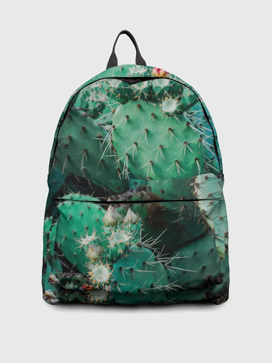 Рюкзак джинсовый / кактусы с цветами реализм