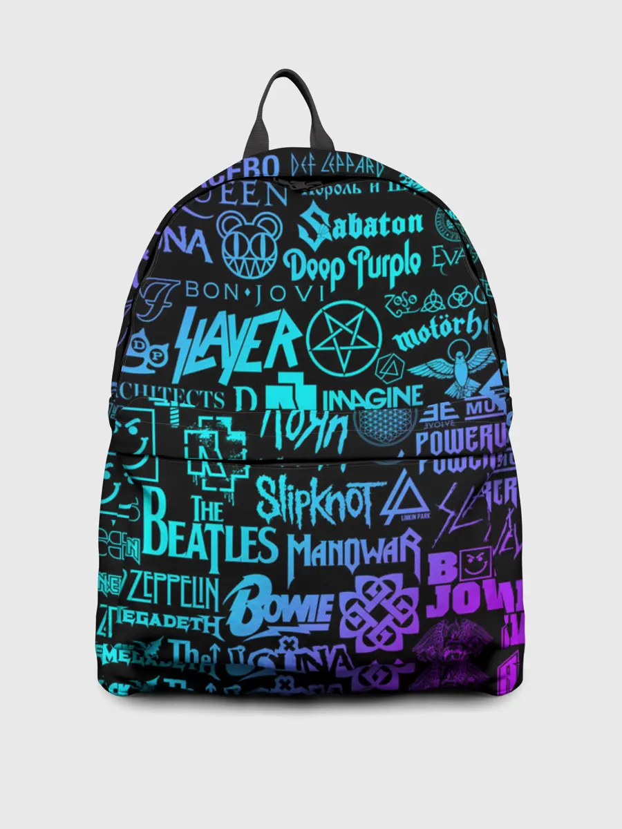 Рюкзак джинсовый / ЛОГОТИПЫ РОК ГРУПП НЕОН