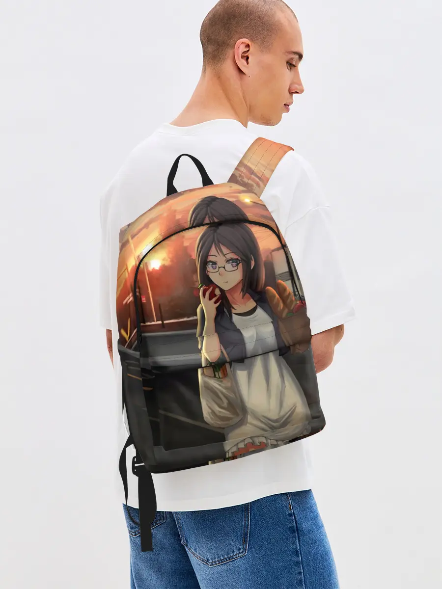 Рюкзак джинсовый / Девочка с продуктами