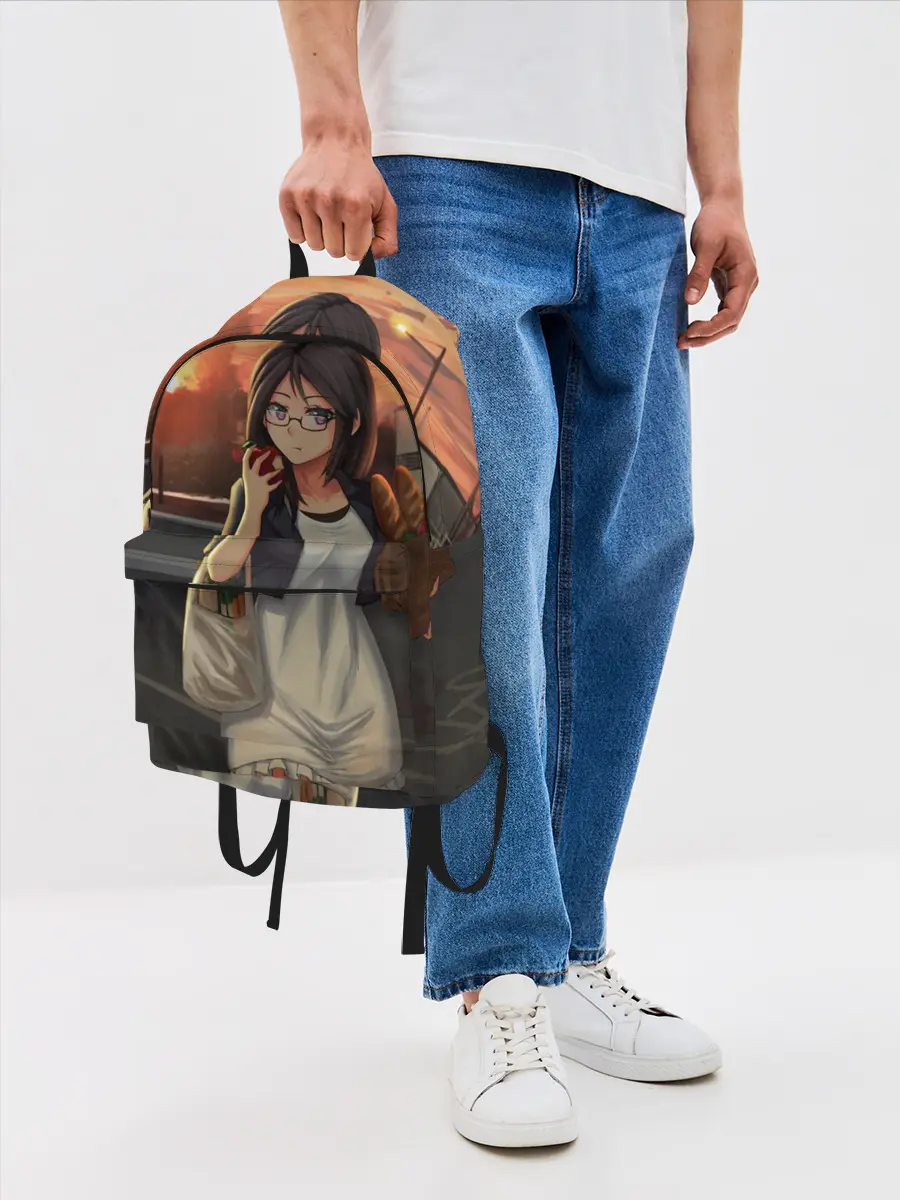 Рюкзак джинсовый / Девочка с продуктами