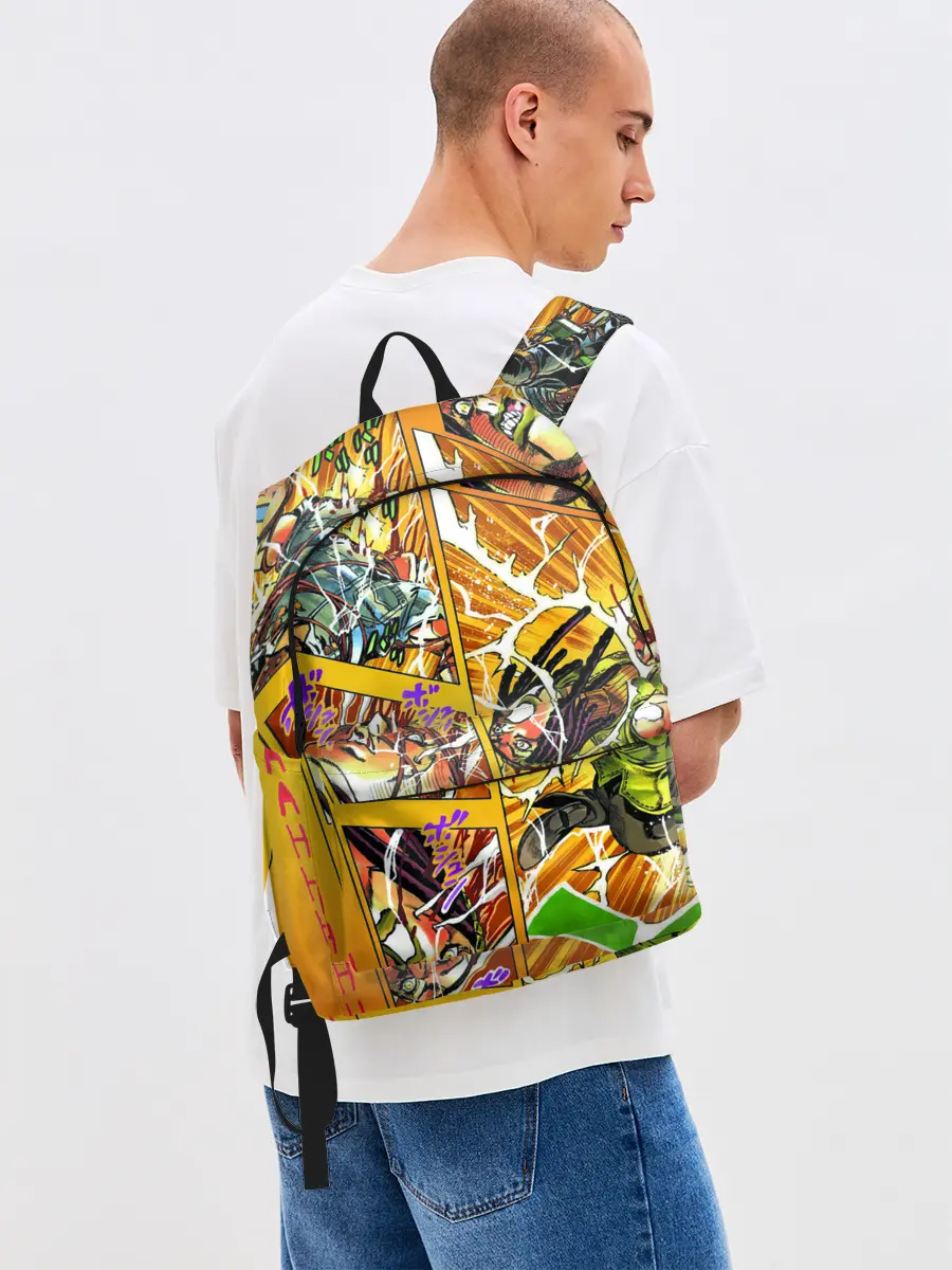 Рюкзак джинсовый / Оранжевый комикс JoJo