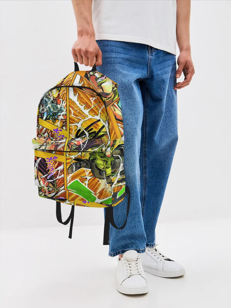 Рюкзак джинсовый / Оранжевый комикс JoJo