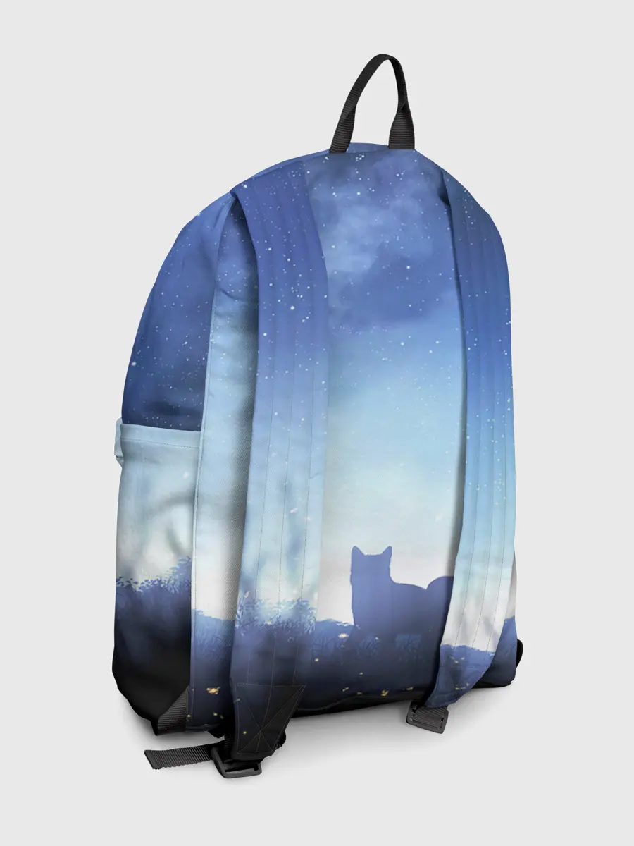 Рюкзак джинсовый / силуэт корги ночь космос дымка