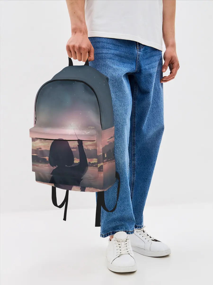 Рюкзак джинсовый / девушка свечение волшебство