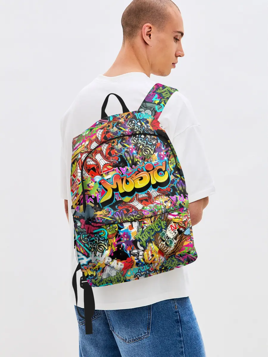 Рюкзак джинсовый / Граффити. Крейзи мьюзик