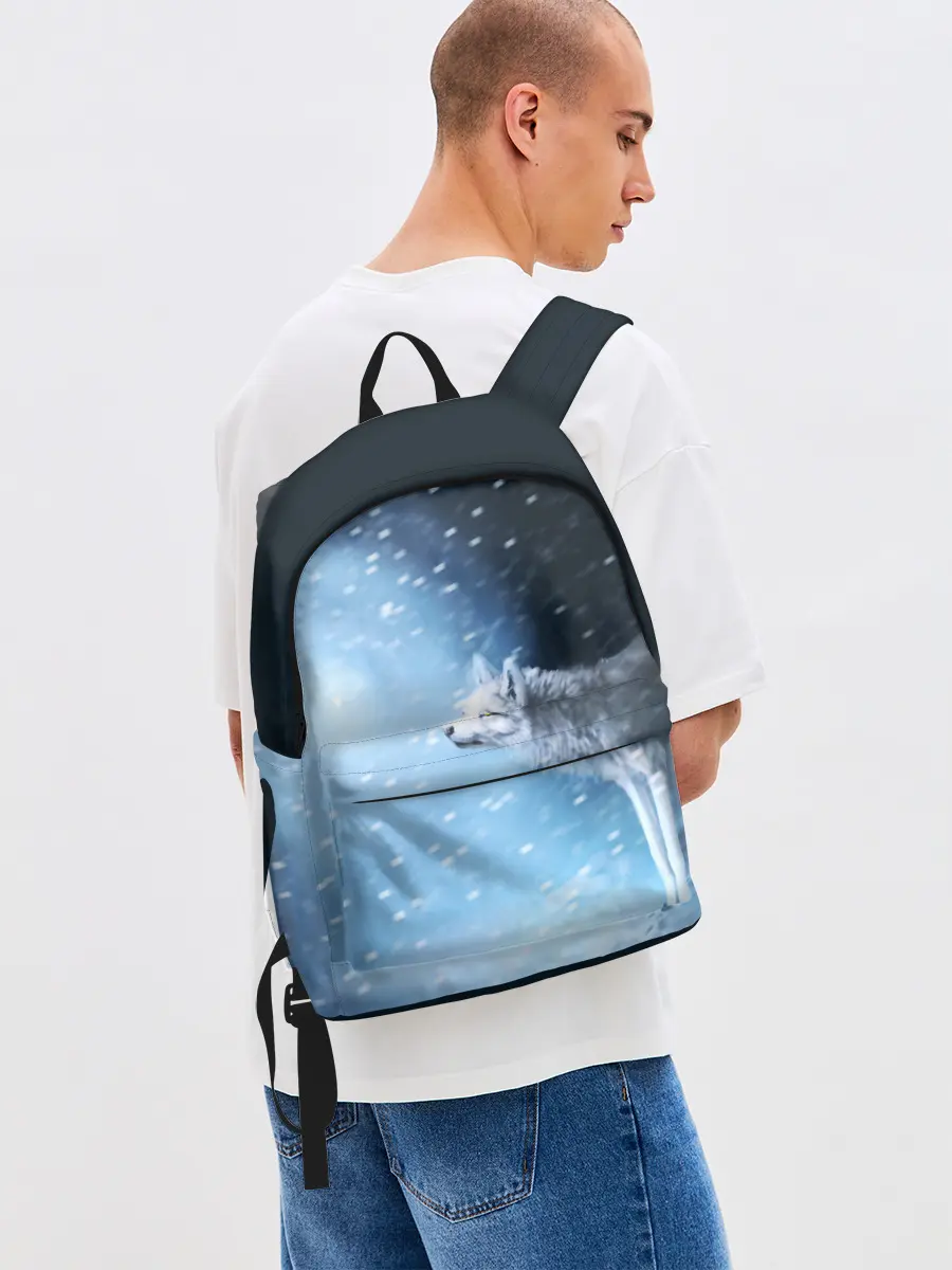 Рюкзак джинсовый / ВОЛК ЗИМА