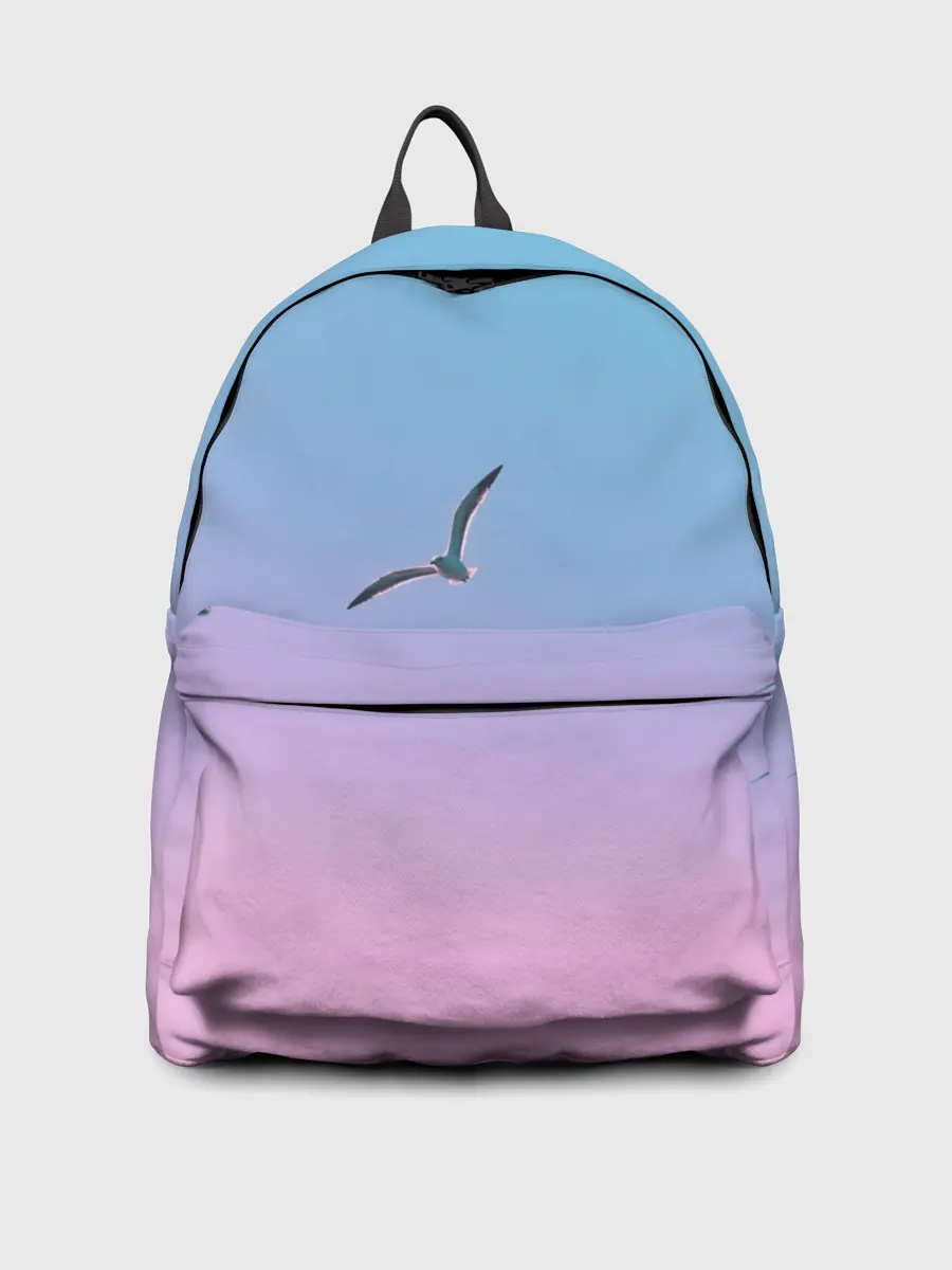Рюкзак джинсовый / чайки птицы полет градиент