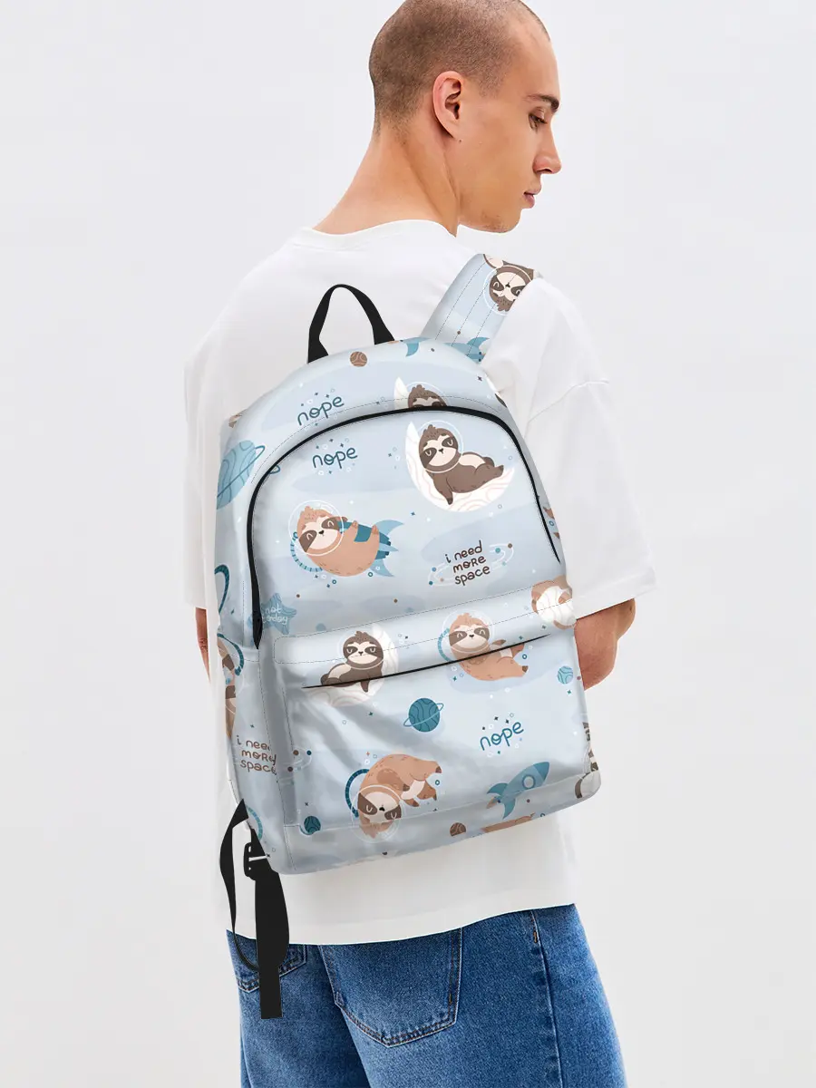 Рюкзак джинсовый / Паттерн ленивец космос полет