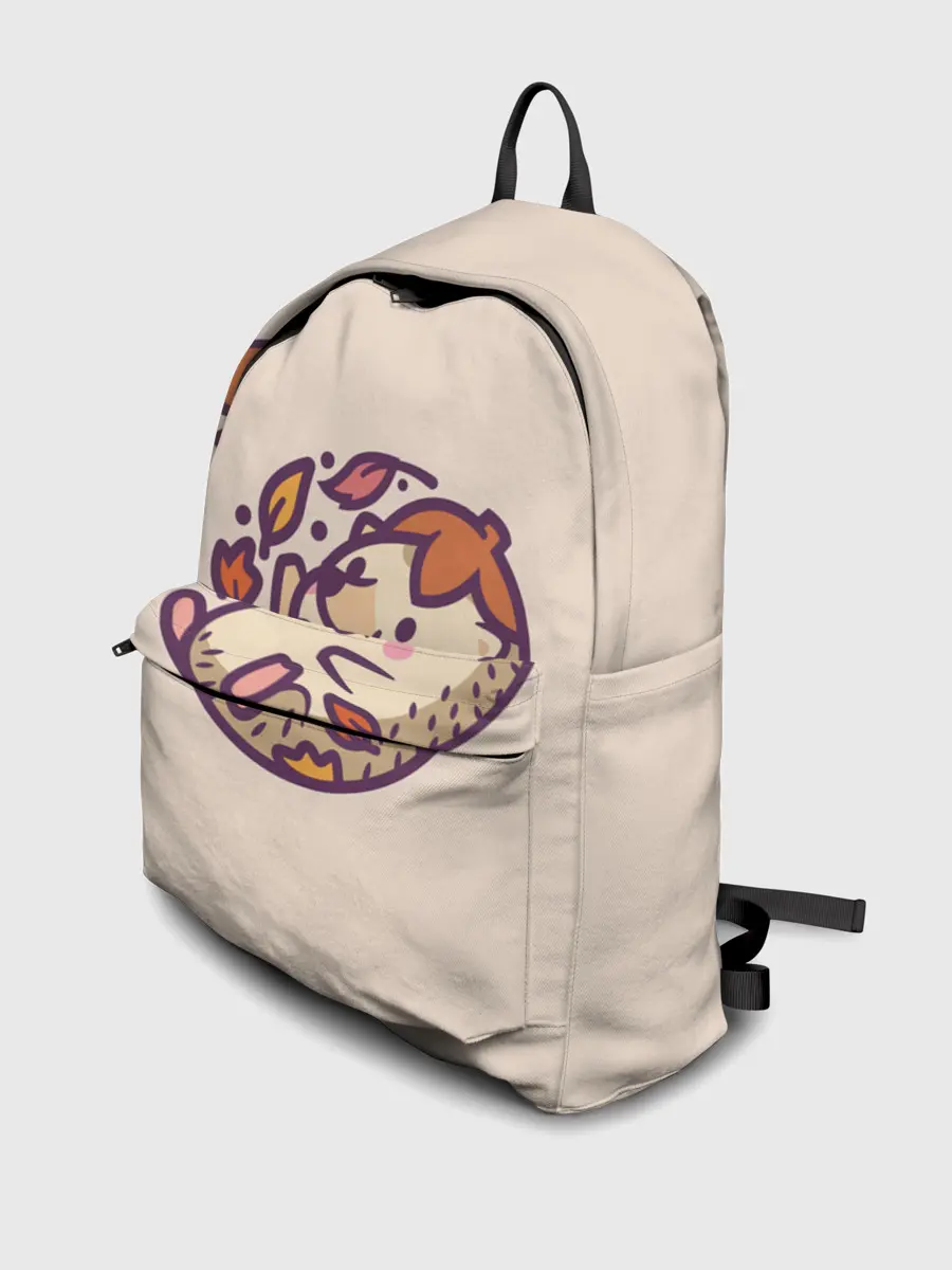 Рюкзак джинсовый / Ёжик листья милый рисунок