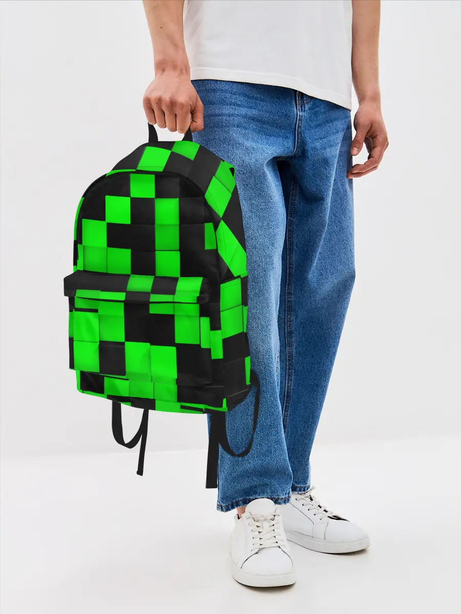 Рюкзак джинсовый / ЗЕЛЕНЫЕ КУБИКИ