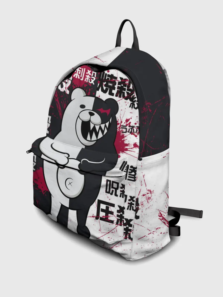Рюкзак джинсовый / monokuma с пупком и иероглифами