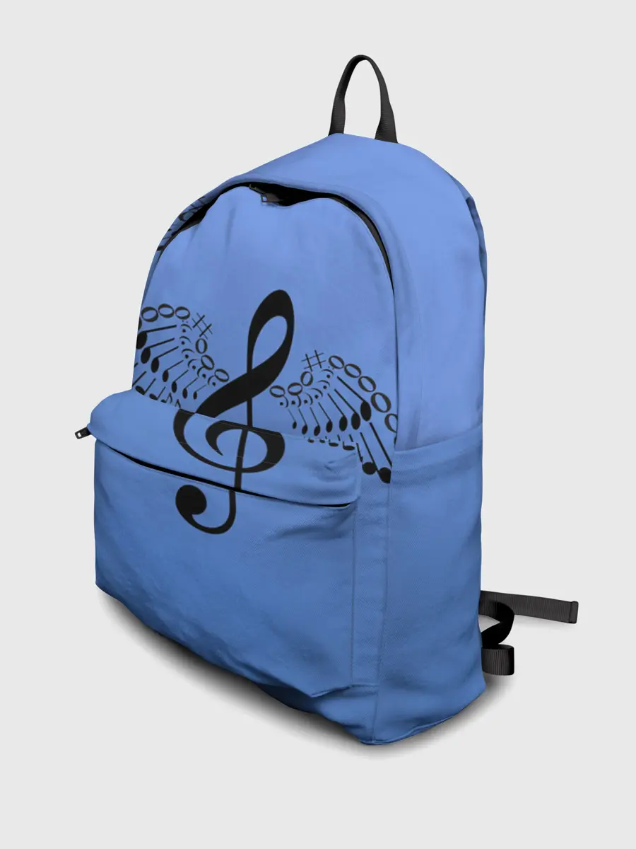 Рюкзак джинсовый / Скрипичный ключ и крылья ноты