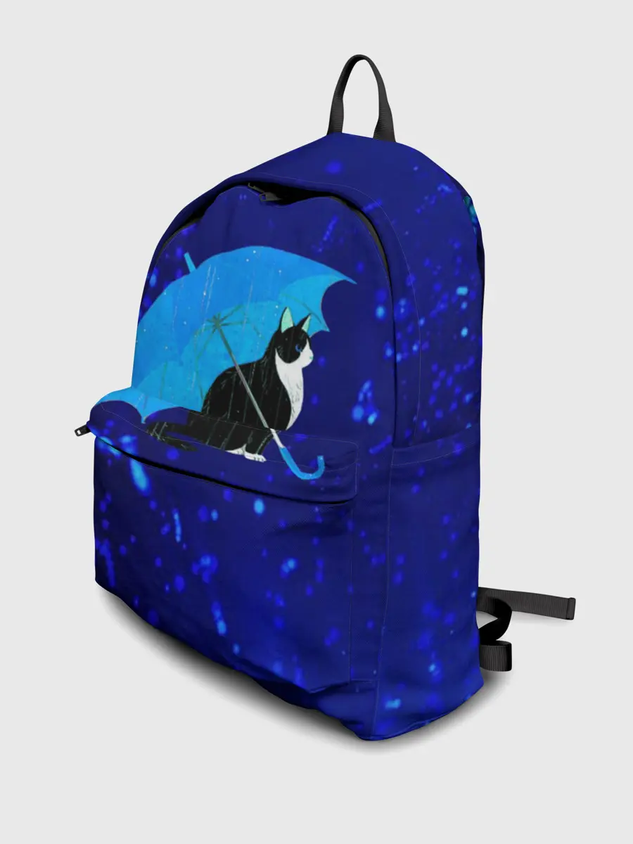 Рюкзак джинсовый / Котик под Дождем