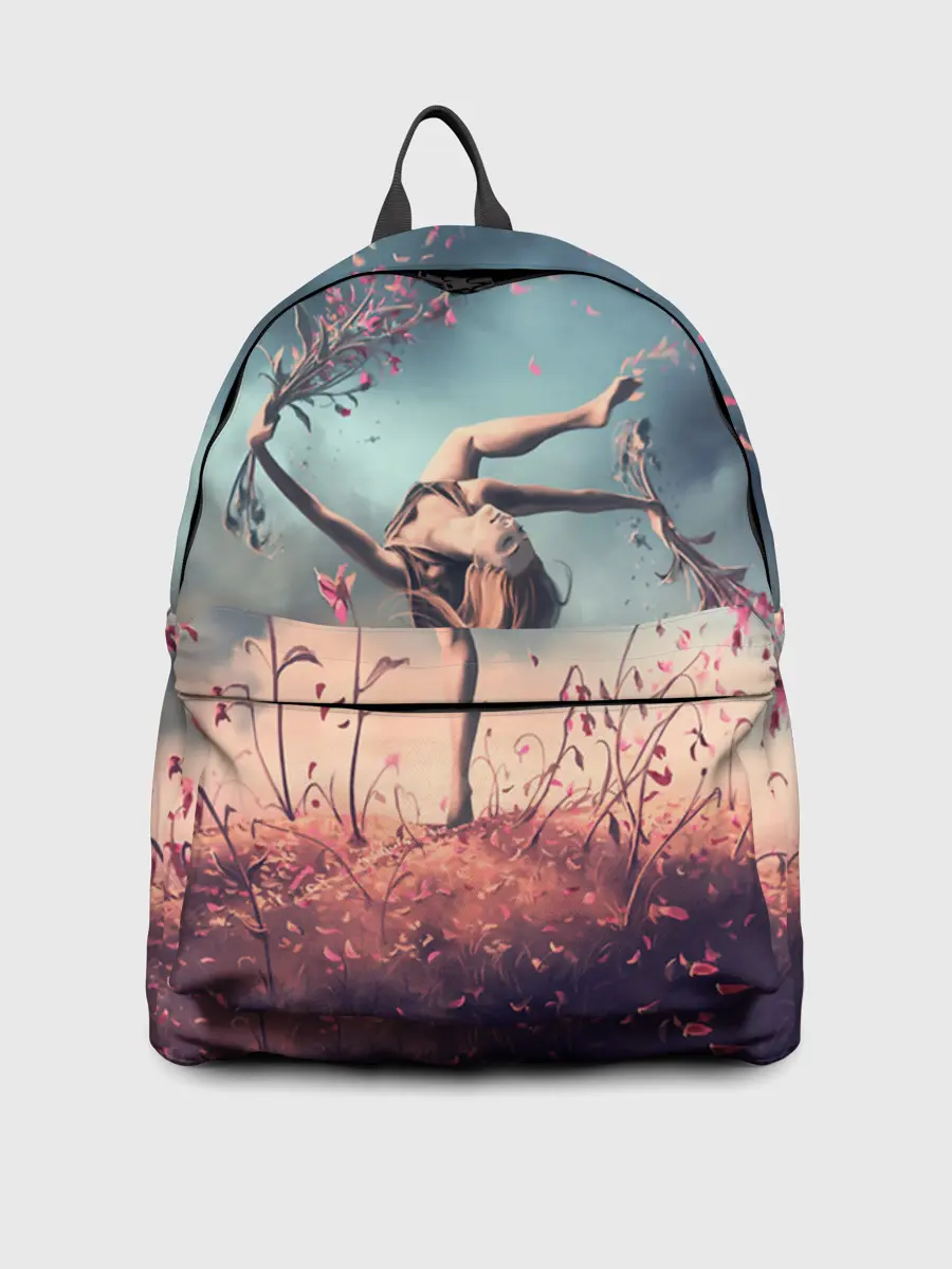 Рюкзак джинсовый / Танцующая с цветами ведьма