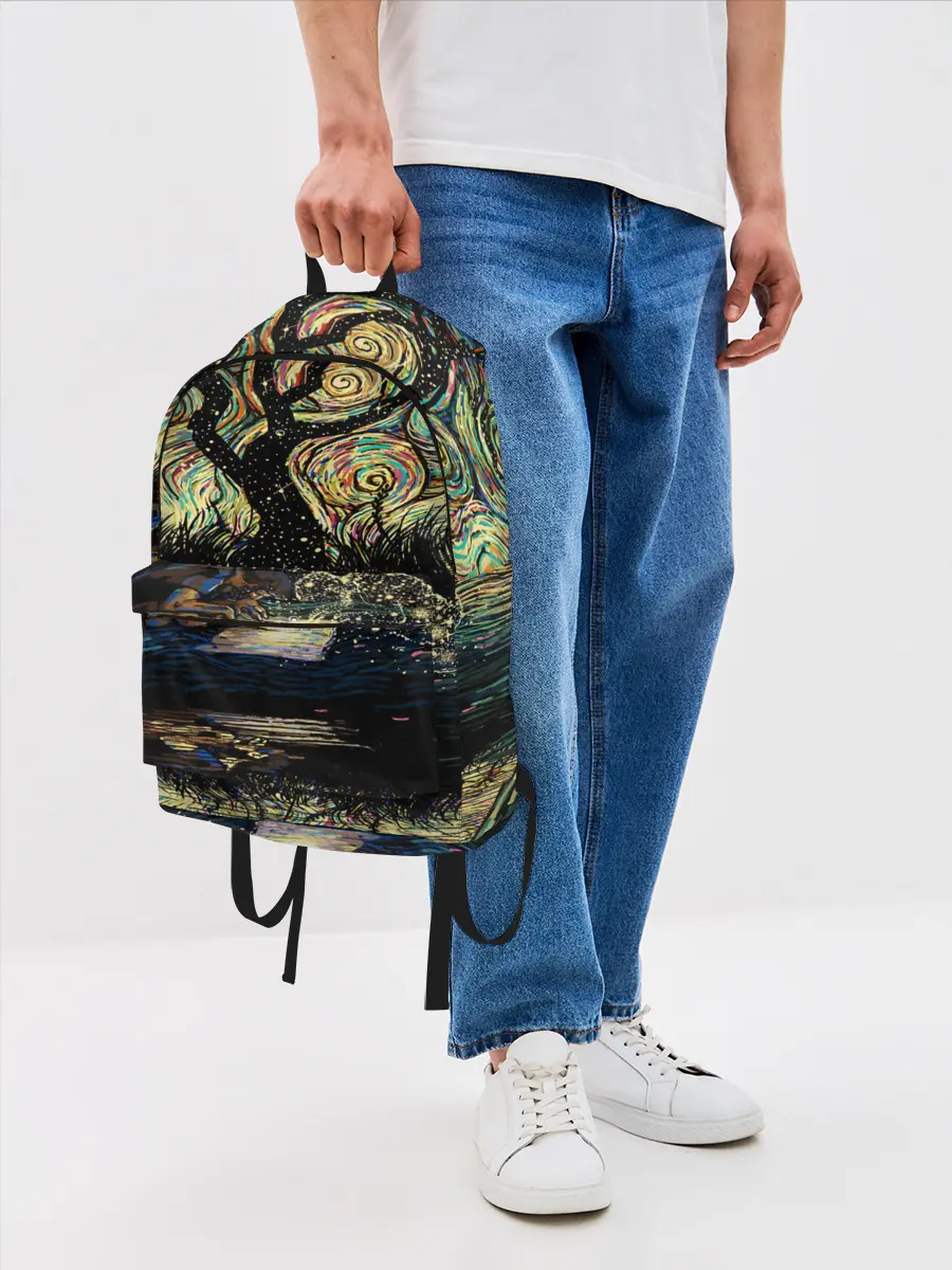 Рюкзак джинсовый / НОЧЬ В ЛЕСУ