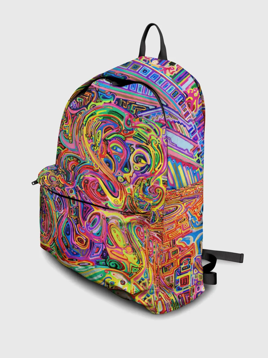 Рюкзак джинсовый / НЕОНОВЫЕ ЛИНИИ / АБСТРАКЦИЯ