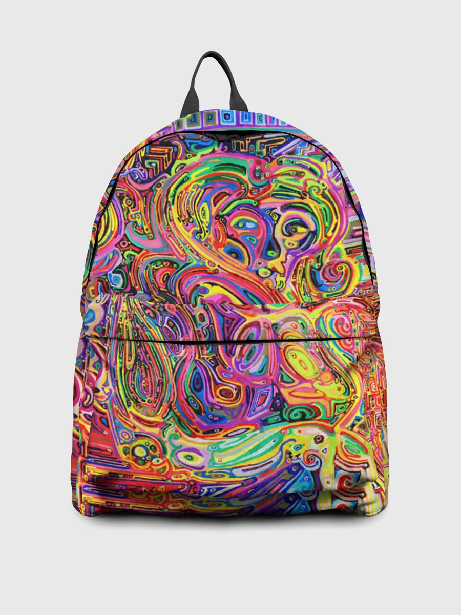 Рюкзак джинсовый / НЕОНОВЫЕ ЛИНИИ / АБСТРАКЦИЯ