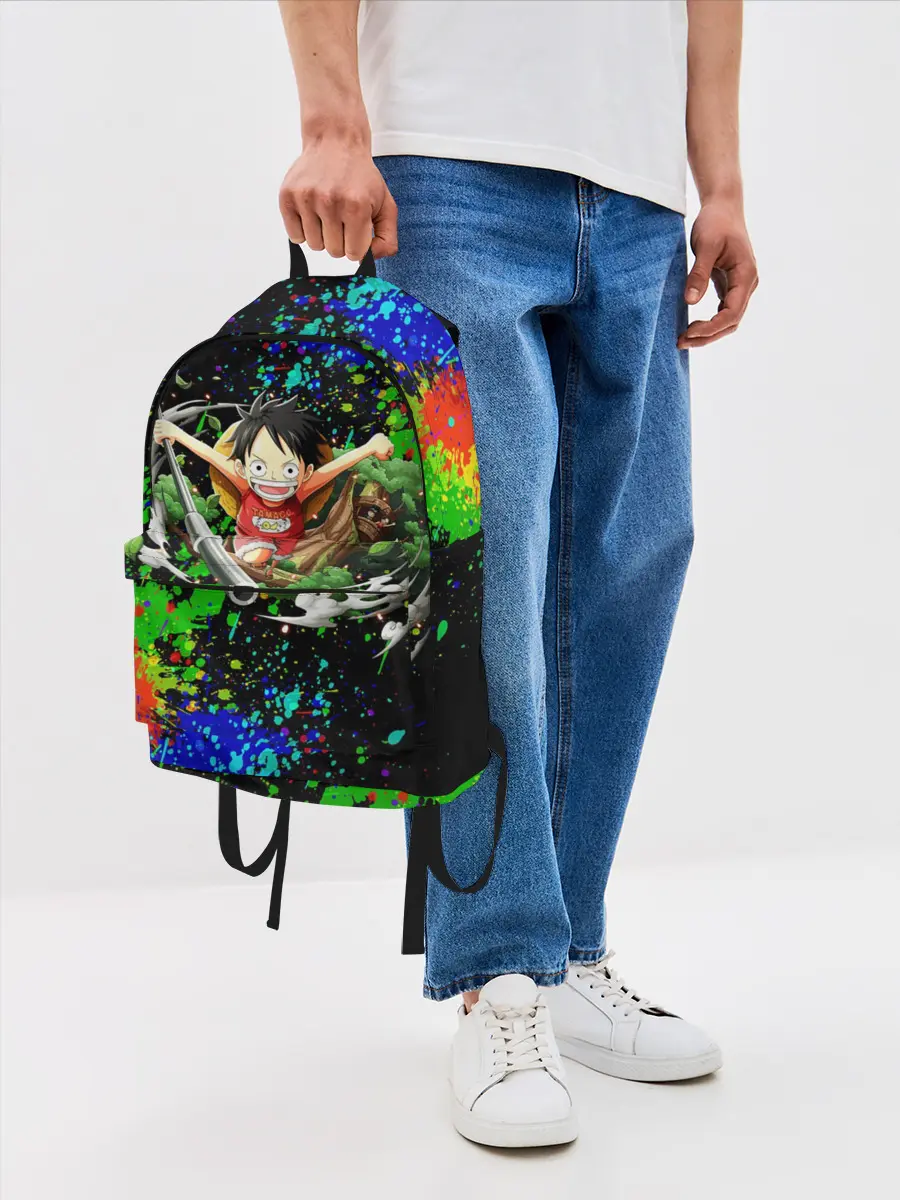 Рюкзак джинсовый / Врывающийся Монки. Радужный фон