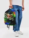 Рюкзак джинсовый / Врывающийся Монки. Радужный фон