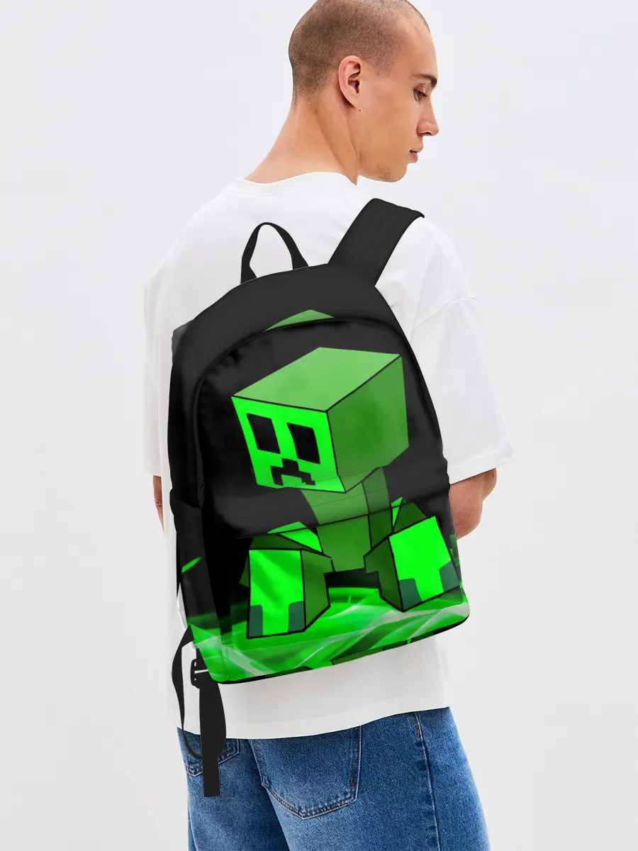 Рюкзак джинсовый / Майнкрафт Крипер