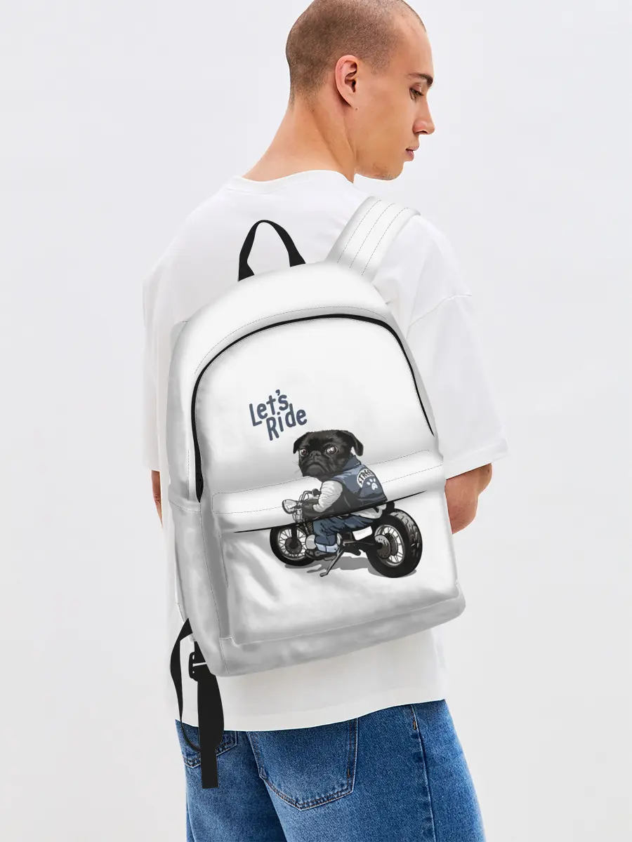 Рюкзак джинсовый / Pug Rider | Байкер Мопс