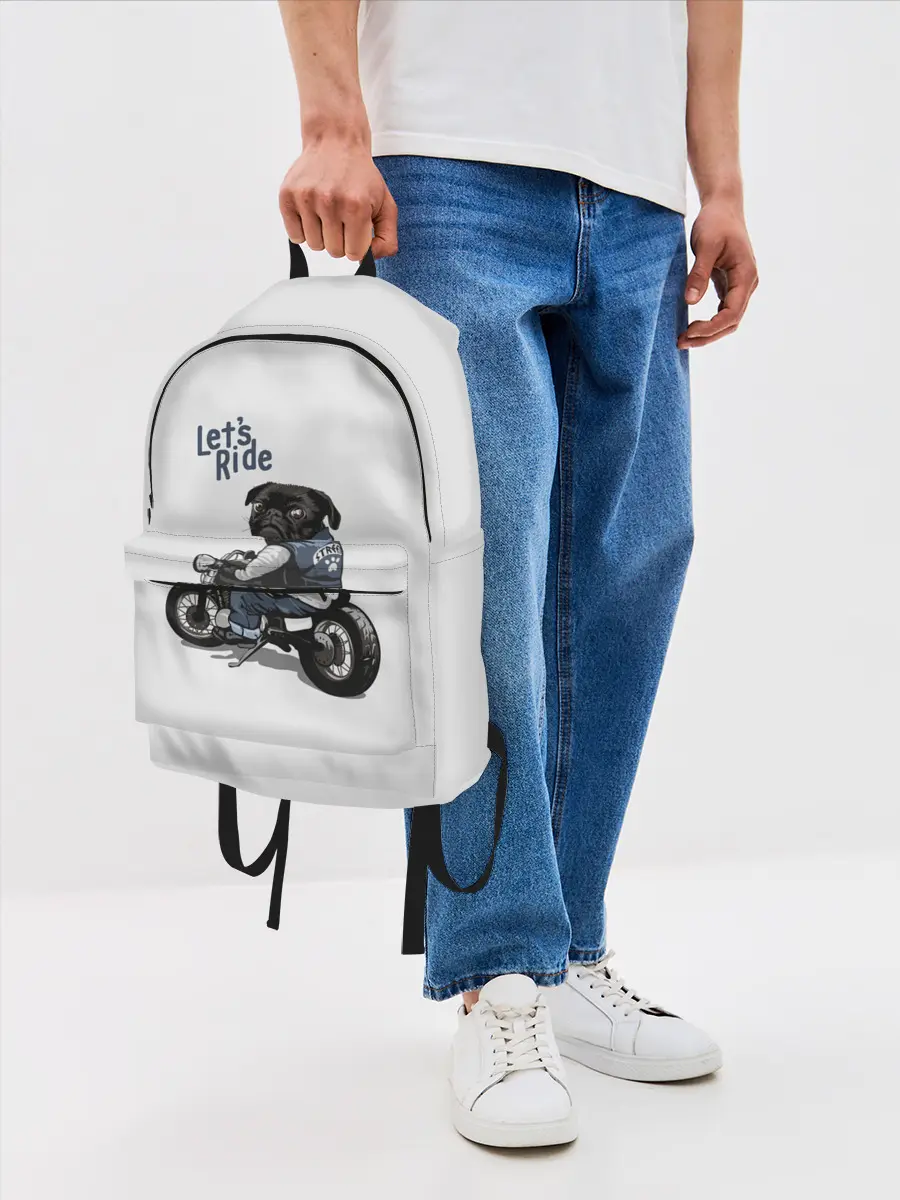 Рюкзак джинсовый / Pug Rider | Байкер Мопс