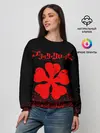 Женский свитшот / Красный логотип Черный клевер на черном