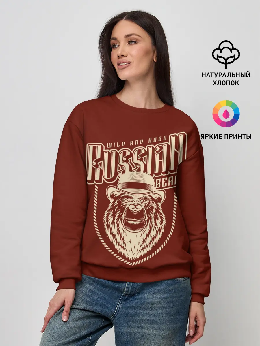 Женский свитшот / Русский медведь в шляпе