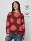 Женский свитшот / Розы на красном