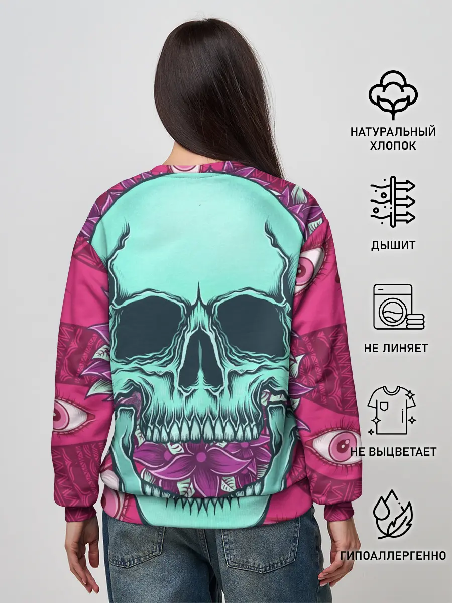 Женский свитшот / Череп в цветах