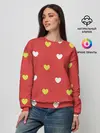 Женский свитшот / Сердечки на красном паттерн