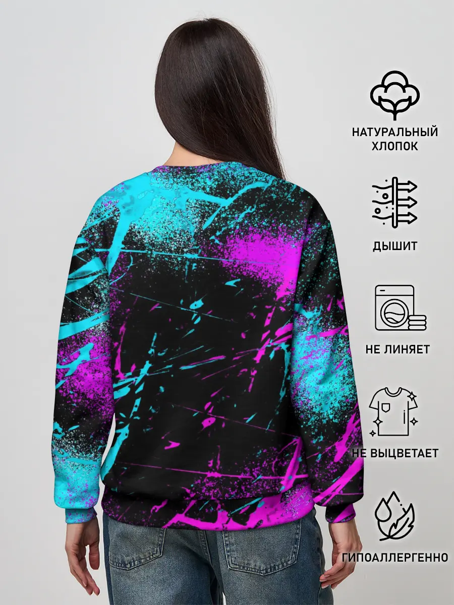 Женский свитшот / Неоновый череп