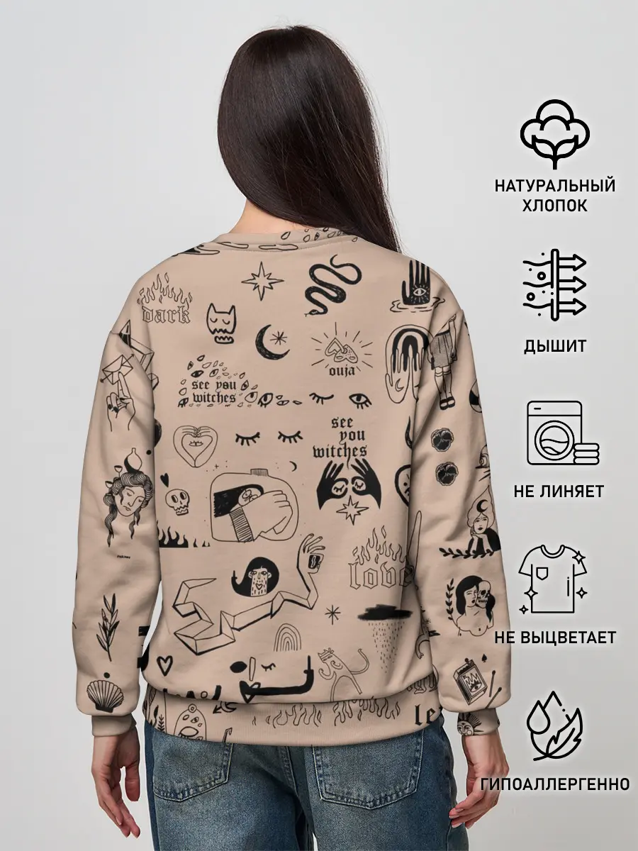 Женский свитшот / принт в стиле тату