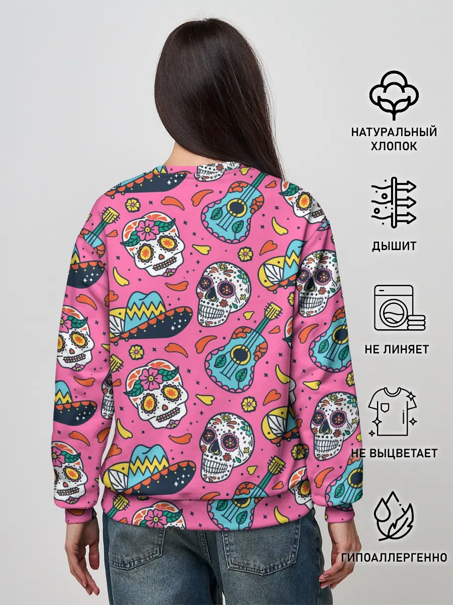 Женский свитшот / День Мёртвых узор из черепов