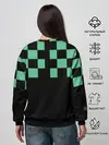 Женский свитшот / Kamado Tanjiro зеленые квадраты