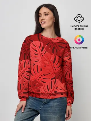 Женский свитшот / Тропические листья Монстера