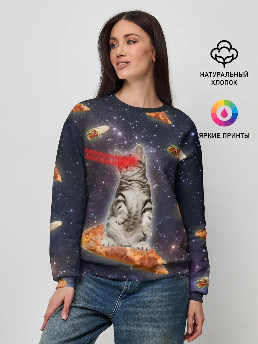 Женский свитшот / Котик в космосе
