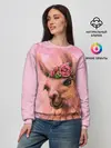 Женский свитшот / лама с цветами