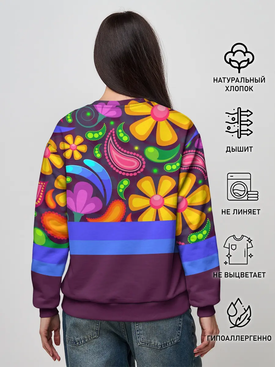Женский свитшот / Мультяшные Цветы