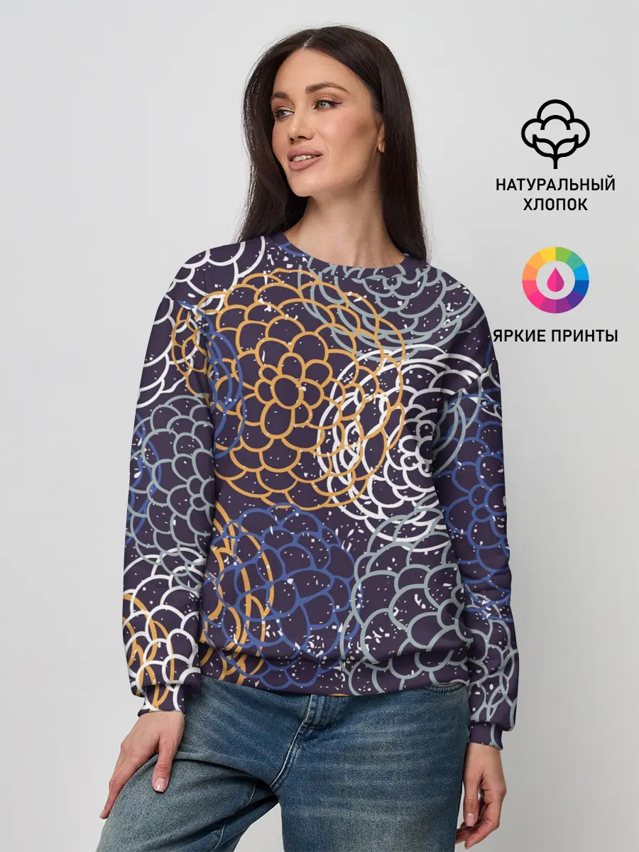 Женский свитшот / текстура японские узоры