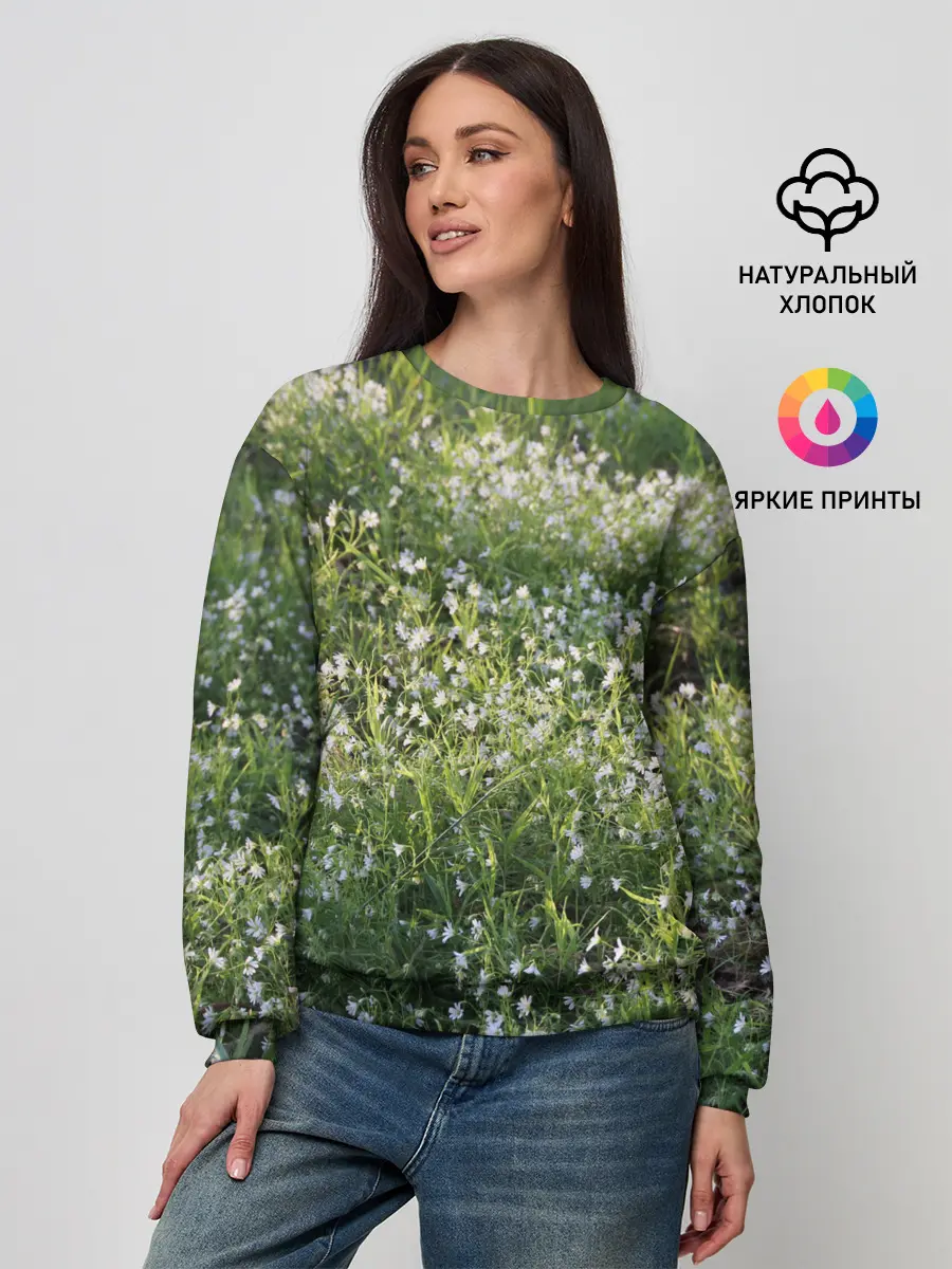 Женский свитшот / луг белых колокольциков