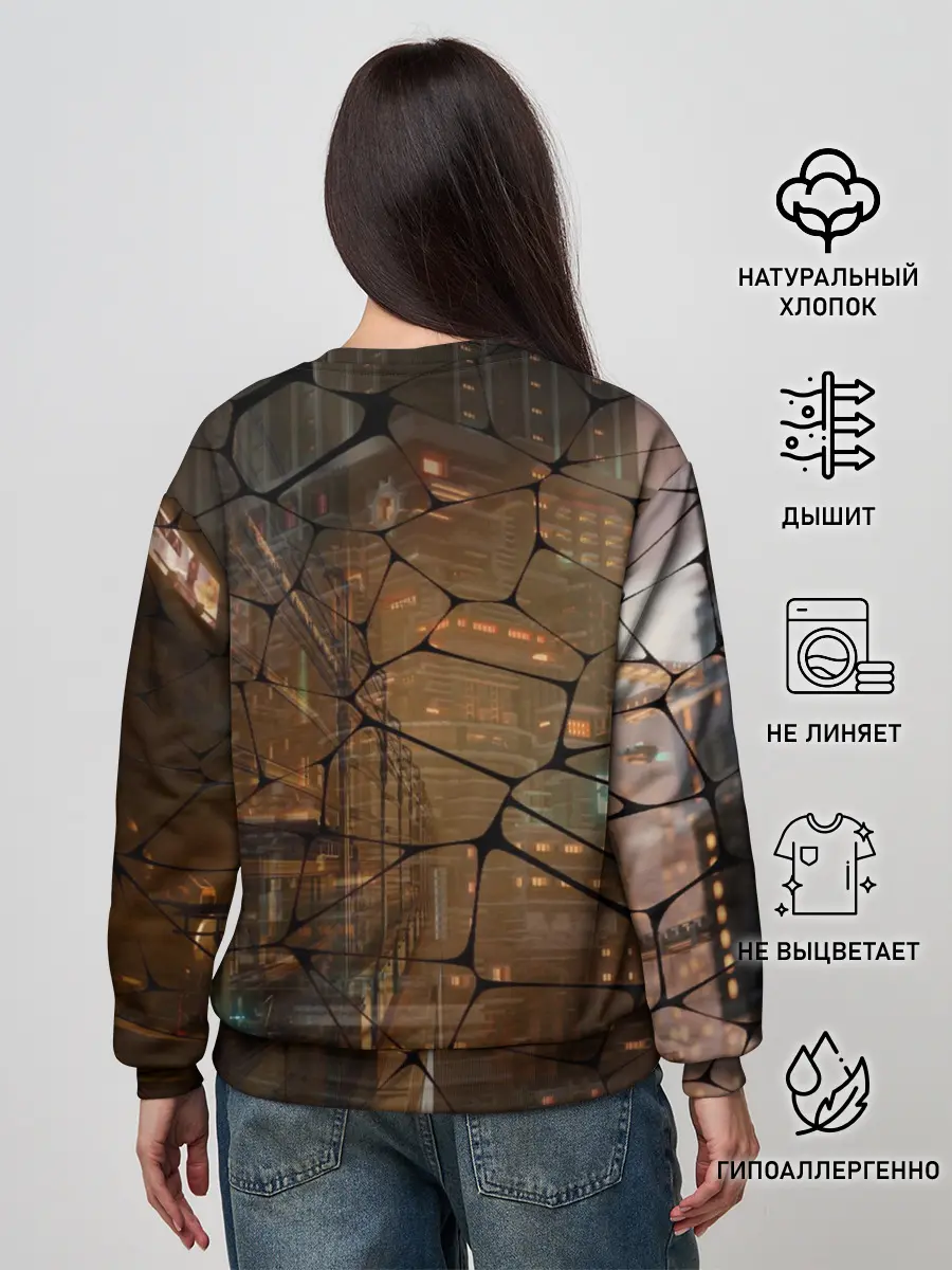 Женский свитшот / Киберпанк - Город в паутинке