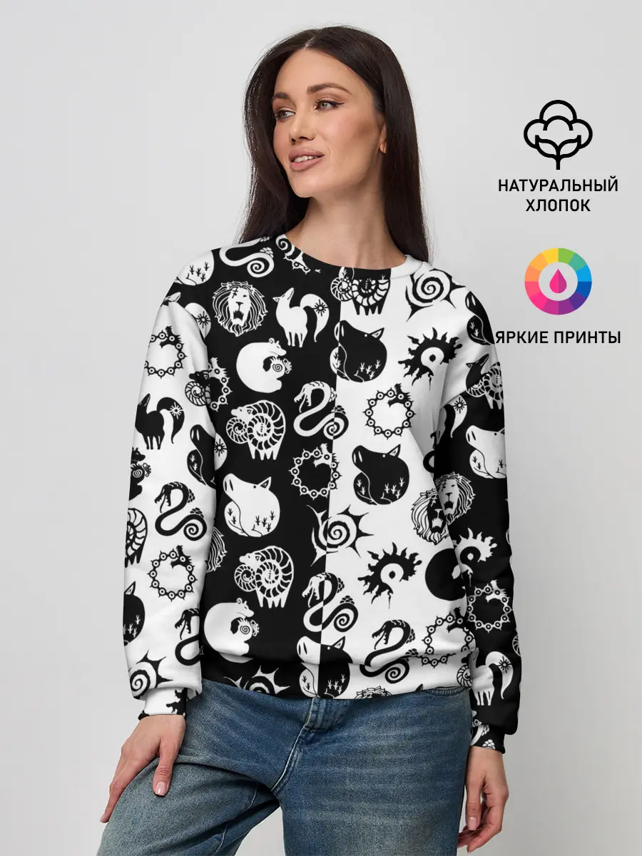 Женский свитшот / ЭМБЛЕМЫ 7 СМЕРТНЫХ ГРЕХОВ